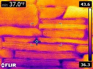 A close up of the thermal image of a wall